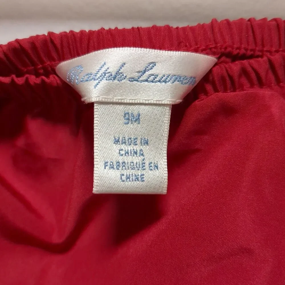 Ralph Lauren Red Dress With Diaper Cover - Baby Girls Size 9 Months